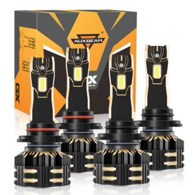 AUXBEAM 9005/9006/H11 CANBUS LED Headlight Bulbs High Low Beam Kit 6000K Bright