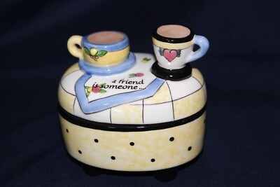 tea with a friend Vintage trinket box porcelain (2001 K.B. Schmidt)