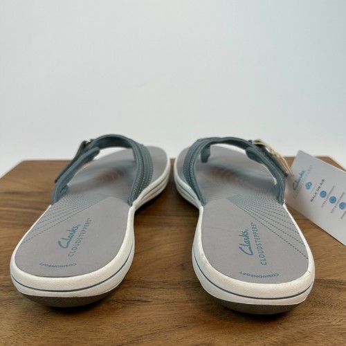 New Womens Clarks Breeze Sea Blue Comfort Thong Flip Flops Sandals Size 11 M - Picture 6 of 8