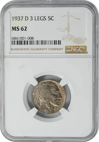 1937-D Buffalo Nickel 5c 3 Legs MS62 NGC 949234-7
