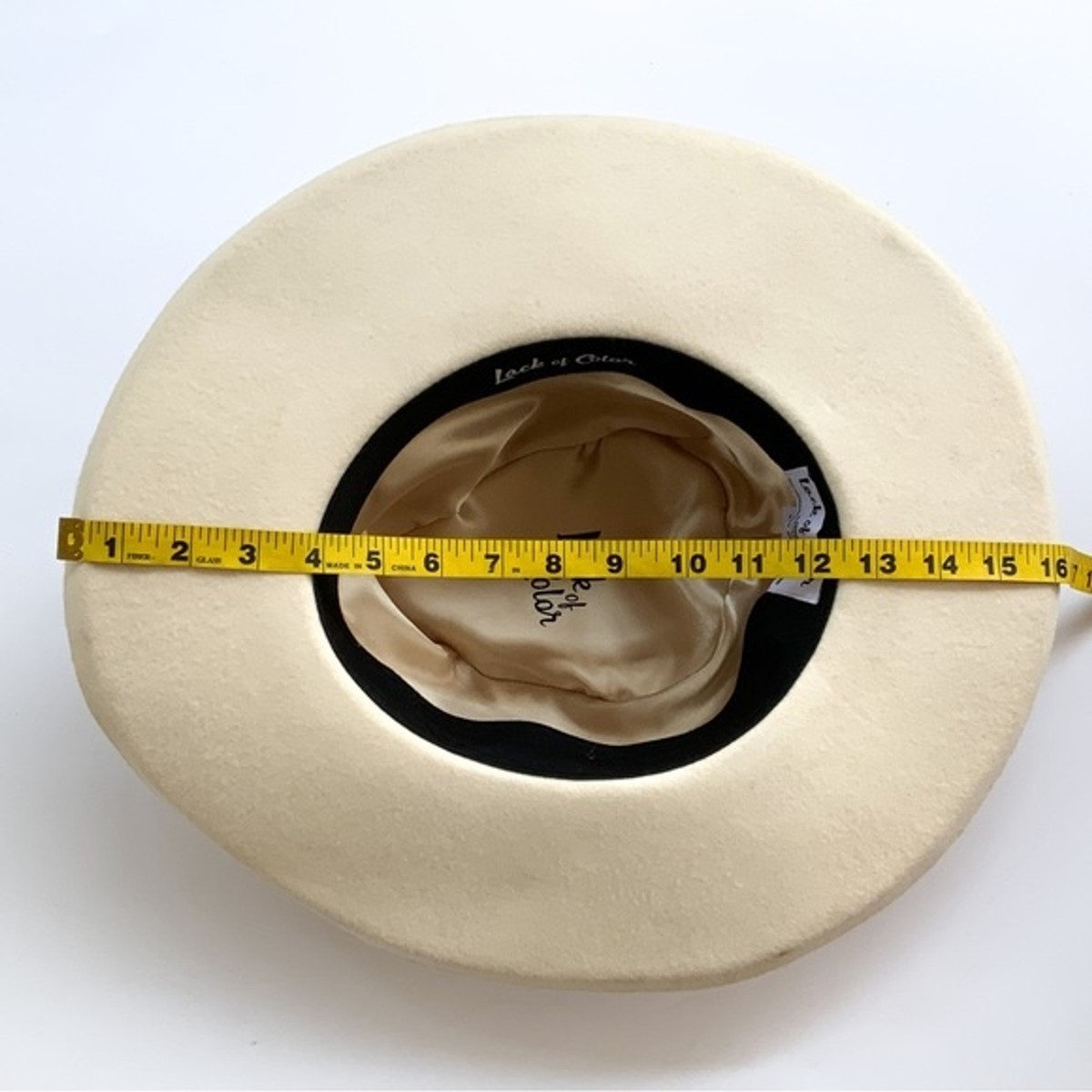 Lack Of Color Val Diamond White Wide Brim Wool Hat with Velvet Orange Trim Lack of Color Cream Australian Wool Velvet Wide Brim Hat Val  main image 4