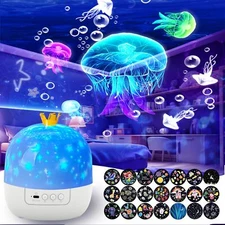 Ocean Night Light Projector 21 Film Sets 360 Degree Rotating Star Night Light