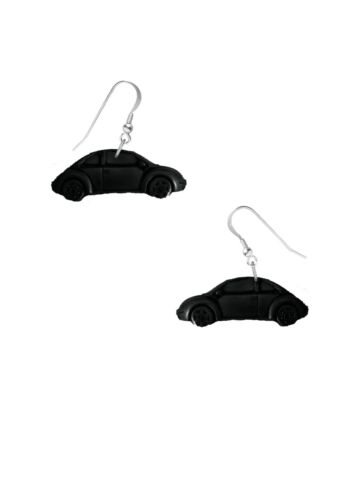 New Beetle  car On Hook Earrings Sterling Silver 925 ref302 BLACK - Picture 1 of 1