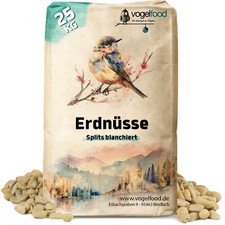 25 kg Erdnusskerne SPLITS Erdn&uuml;sse halbe ganze N&uuml;sse Vogelfutter blanchiert wei&szlig;