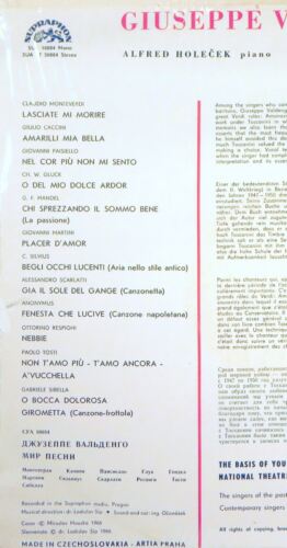 SUPRAPHON RED STEREO Giuseppe Valdengo WORLD OF SONG Handel Gluck SUA ST-50884 - Imagen 2 de 2