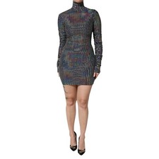 DOLCE & GABBANA Dress Black Embellished Nylon Bodycon Mini IT36/US2/XXS 1500usd