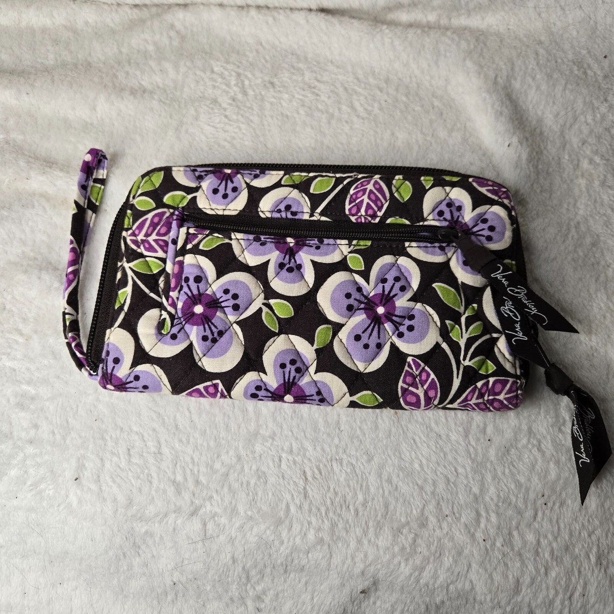 VERA BRADLEY Plum Petals Wallet Zip Around Purple Black - Main Image