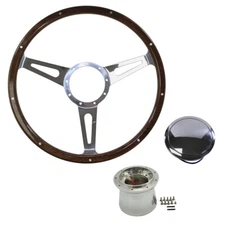 CJ Classics Steering Wheel Kit Woodgrain 15" 9-Bolt 3-Spoke Slotted Mustang 1...