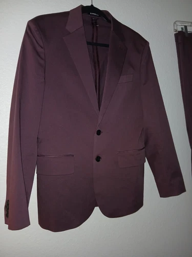 EXPRESS Mens EXTRA SLIM 2pc Suit Light Burgundy Size 38S Jacket Pant 32x30