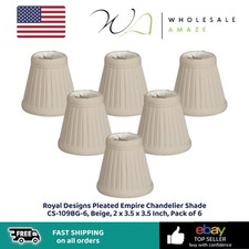 Royal Designs Pleated Empire Chandelier Shade CS-109BG-6, Beige 2x3.5x3.5 6 Pack