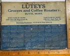Luteys Grocers and Coffee Roasters Tin Adv. Calender Sign 1914 Vintage