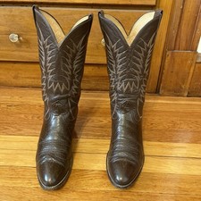 Nocona Brown Leather Cowboy Western Boots Men Size 9.5 D Made IN USA.