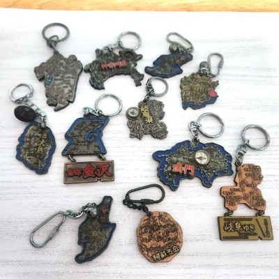 Vintage Map Key Holder Set Retro Showa 11 Piece Collection Authentic