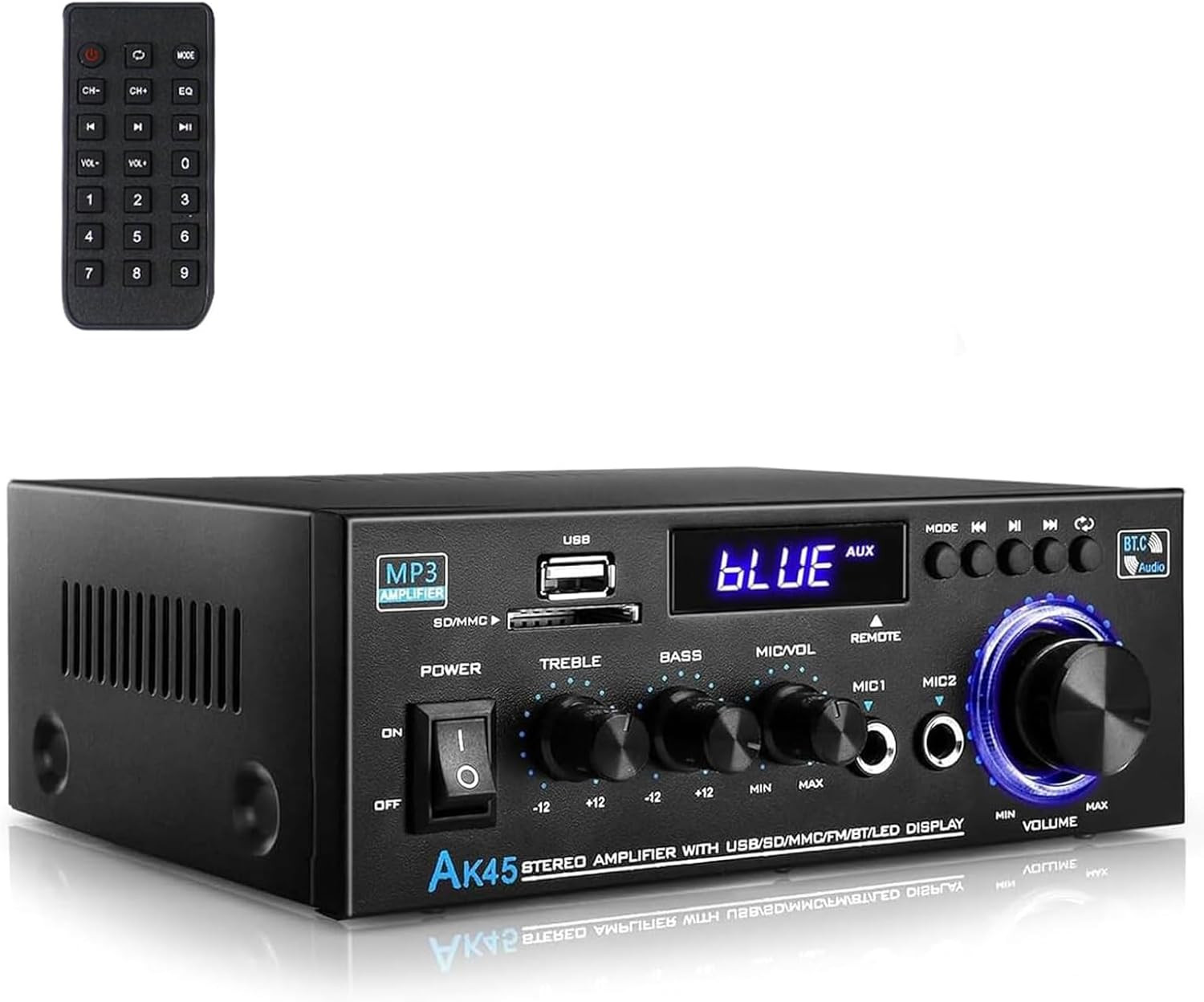 Amplificatore Stereo 600W 2 Canali Blu 12V/220V | HiFi Audio Professionale