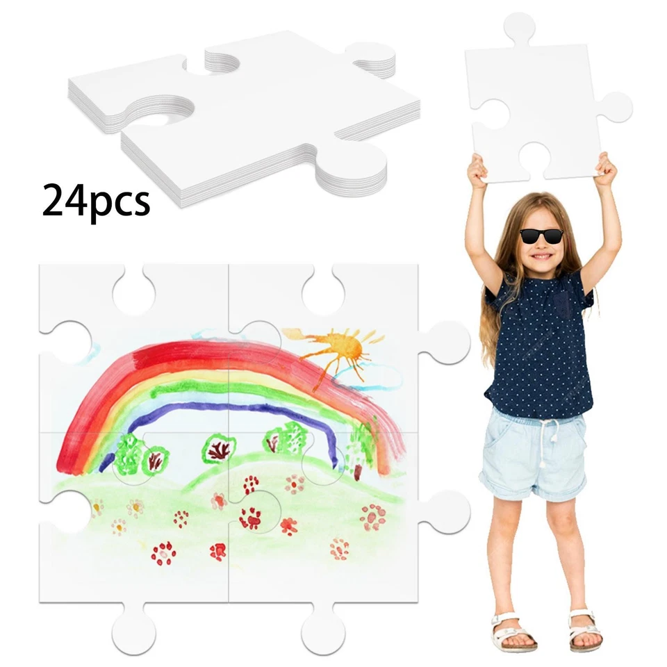 24 puzzle in cartone bianco, multiuso, 30,5 cm x 28 cm - Immagine 4 di 4