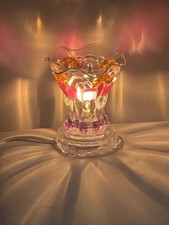 Vintage Style Stained Glass Night Light Plug In Colorful Floral Accent Lamp