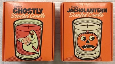BEISTLE HALLOWEEN RARE NEW CREEPY CO GHOSTLY & JACK O LANTERN SCENTED CANDLE SET