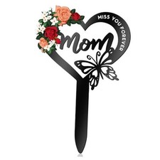 Memorial Grave Markers for Mom,Heart Grave Decorations for floral