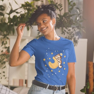 Cute Kawaii Cat on Moon T-Shirt | Fun Gift Under $25 for Cat Lovers