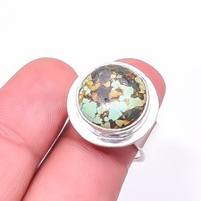 Turquoise - Tibet Designer 925 Sterling Silver Ring S.7, Christmas Gift R42038