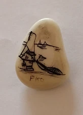 PKO Scrimshaw Design Tie Tack & Chain