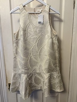 Ladies H&M Jacquard-Weave Cream Shift Dress Size Small NEW WITH TAGS