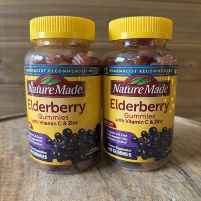(2) Nature Made Elderberry Gummies + Vit C & Zinc - 100ct Each - Exp 9/26