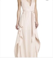 BCBGMAXAZRIA Blush Draped Ruffle Dress 0 Cocktail Evening Formal