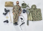 J-593 VINTAGE 1960/70'S HASBRO 12" GI JOE BRUNETTE FLOCKED HAIR ACTION FIGURE