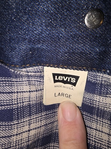 RARE SAMPLE SS2 Levi's Vtg Blanket Lined Denim Jacket W/ Inner Pocket Sz Large - Afbeelding 10 van 12