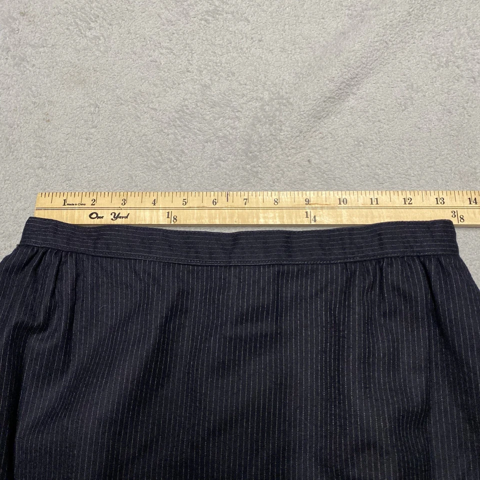 Falda De Colección Christian Dior 4 Azul Marino Pin Rayas Midi Forrada Lujo Carrera Acedemia Foto 3 de 4