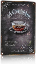 Vintage Coffee Tin Sign Mocha Retro Coffee Bar Metel Signs Wall Decor for Kitche