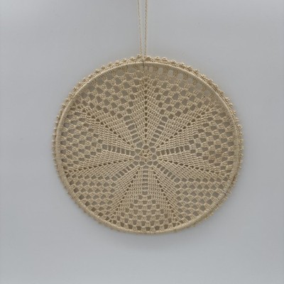 Vintage Crochet Star Wall Hanging Boho Lace Mandala 8-Point Sunburst 9''