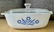 Vintage Corning Ware 1 Qt Casserole Dish Blue Cornflower P-1-B w/ Lid USA
