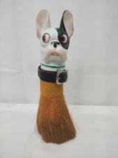 French Bulldog 1920s 8" Clothes Brush German porcelain head Art Deco Whisk Vtg