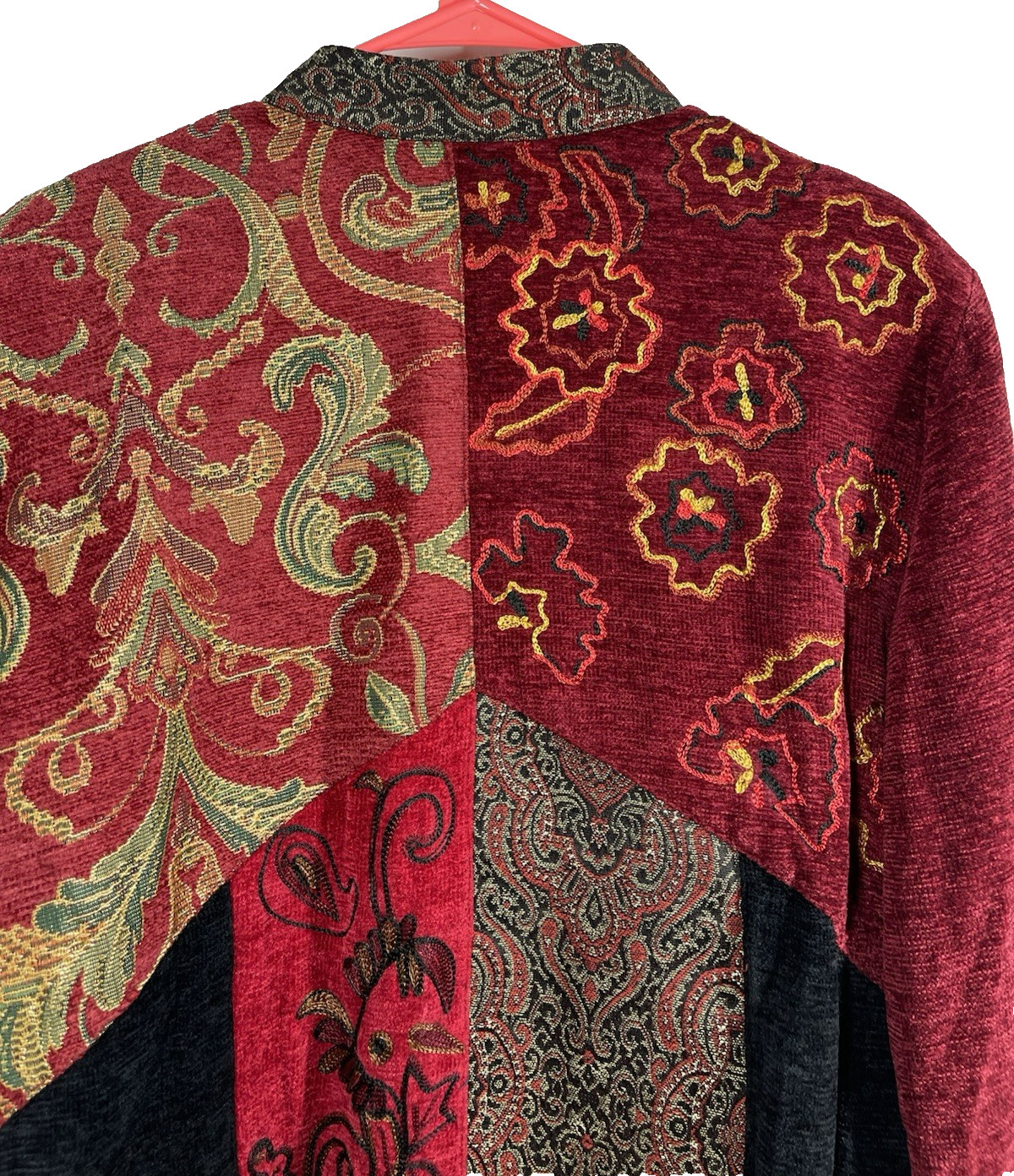 Vintage Red Tapestry Patchwork Jacket Size Large … - image 5