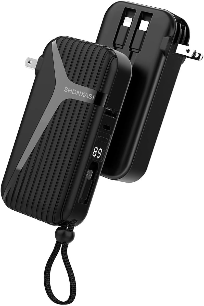 10000mAh Portable Charger with Built-in Cable and AC Wall Plug-image