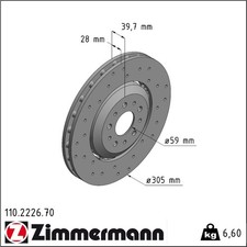 Zimmermann 110.2226.70 Bremsscheibe für ALFA ROMEO 4C 4C SPIDER 960 961