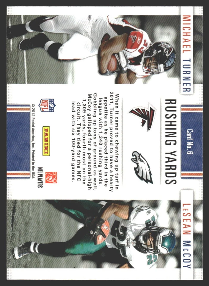 Michael Turner / LeSean McCoy LL #6 2012 Panini Prestige League Leaders - Image 2 of 2