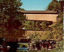 Corbin Bridge, North Newport, N. H., Sugar River, Boston, New London, Postcard