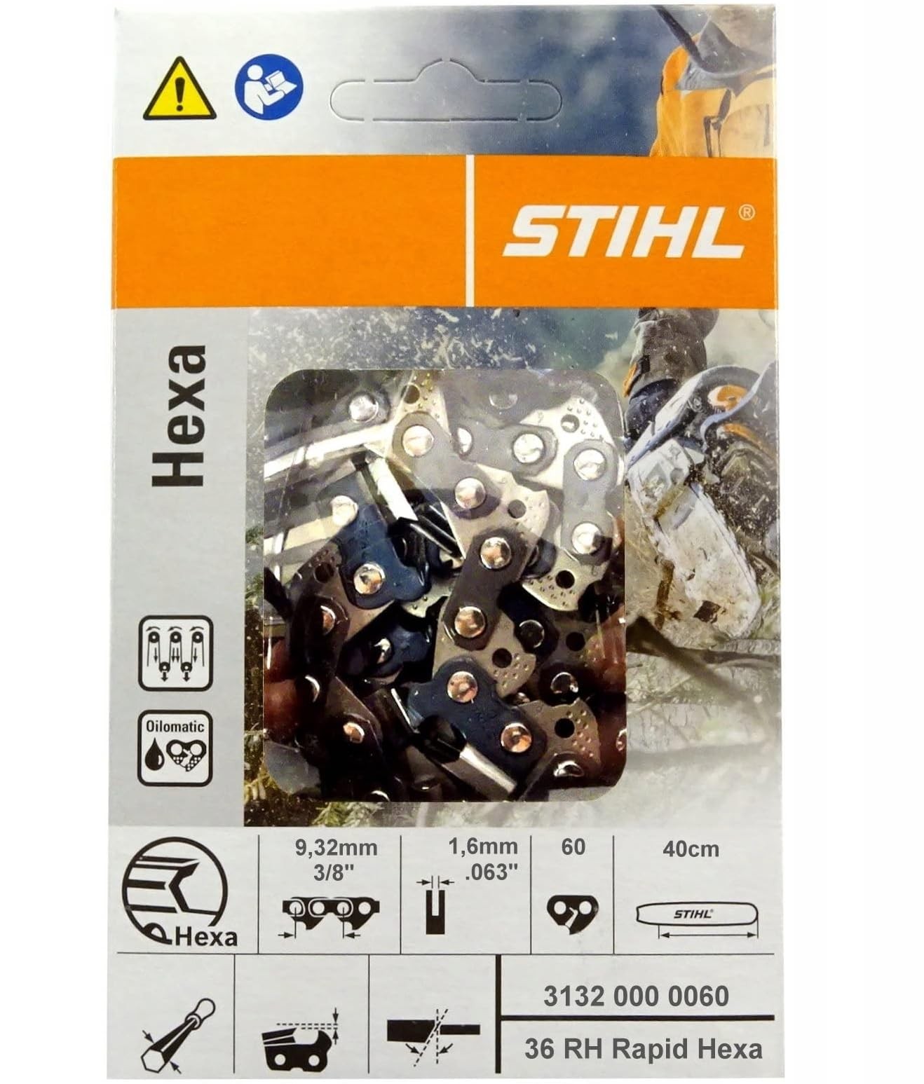 Chaîne tronçonneuse 3/8' anti-rebond à 60 maillons pour une coupe nette sans vibrations