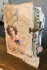 Handmade Junk Journal Photo Embellished Lace Vintage Ephemera Large Chunky