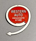 VINTAGE 12” WESTERN AUTO ASSOCIATE STORE PORCELAIN SIGN CAR GAS TRUCK MOTORCYCLE