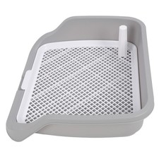 Gray Dog Potty Tray Portable Pet Mesh Puppy Training Pad Holder With