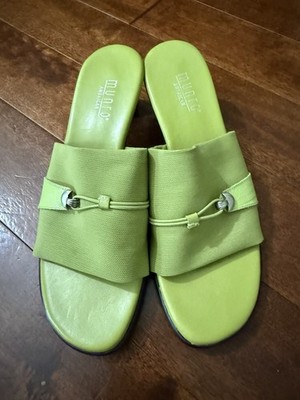 Munro American Women's Green Fabric Slide Slip-On Sandals Straps Hardware