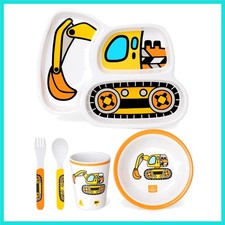 Kids Plates and Bowls Sets, Kids Dinnerware Set Includes Plate, Bowl, Cup and...