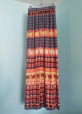 Vintage 1970s psychedelic farm animal maxi hippie cottagecore slinky skirt S