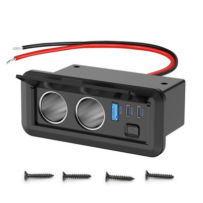 12V Dual Car Cigarette Lighter Socket USB Type C PD Fast Charging Power Outlet