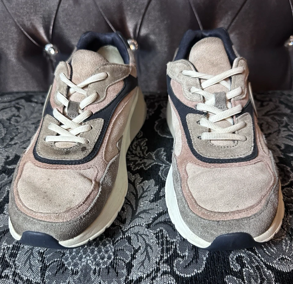 Tory Burch Womens Sawyer Trainer Sneakers Sz 8.5  Tan Pink Neutral Designer Logo - Image 3 of 4