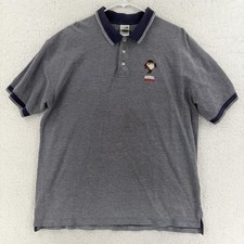 Vintage Warner Bros Studio Polo Shirt Mens XL Gray Taz Devil Looney Tunes 90s